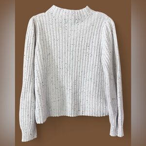 Chloe + Jasmine Ribbed Knit Turtleneck Sweater - Speckled Black & White/Large